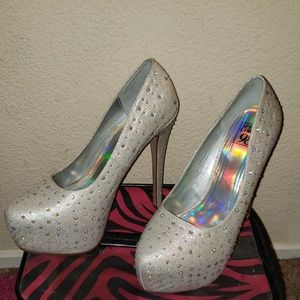 Silver platform heels